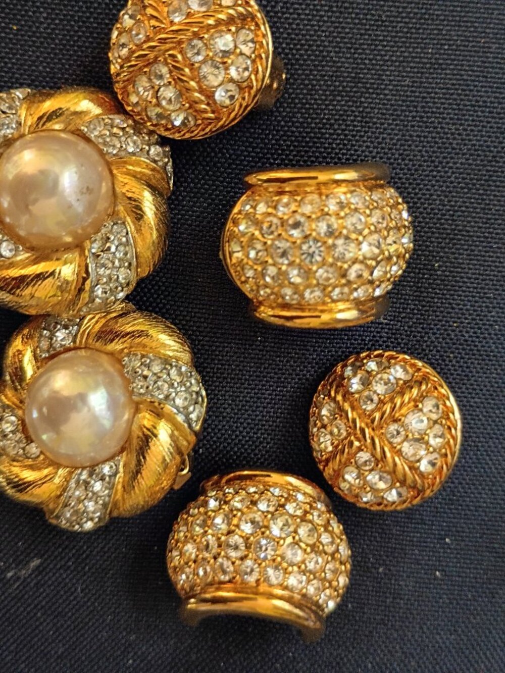 Swarovski Maresca signed large gold tone pave clear crystal earring lot